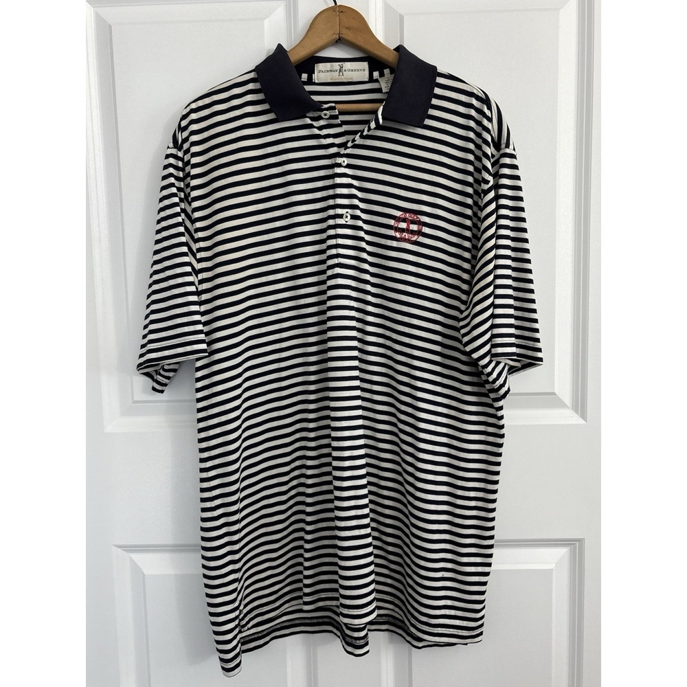 Fairway & Greene Men's Golf Club Polo Shirt Navy Blue, Cotton, Size Large - Picture 2 of 6